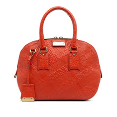 Small Heritage Grain Check Embossed Leather Orchard Bowling Bag