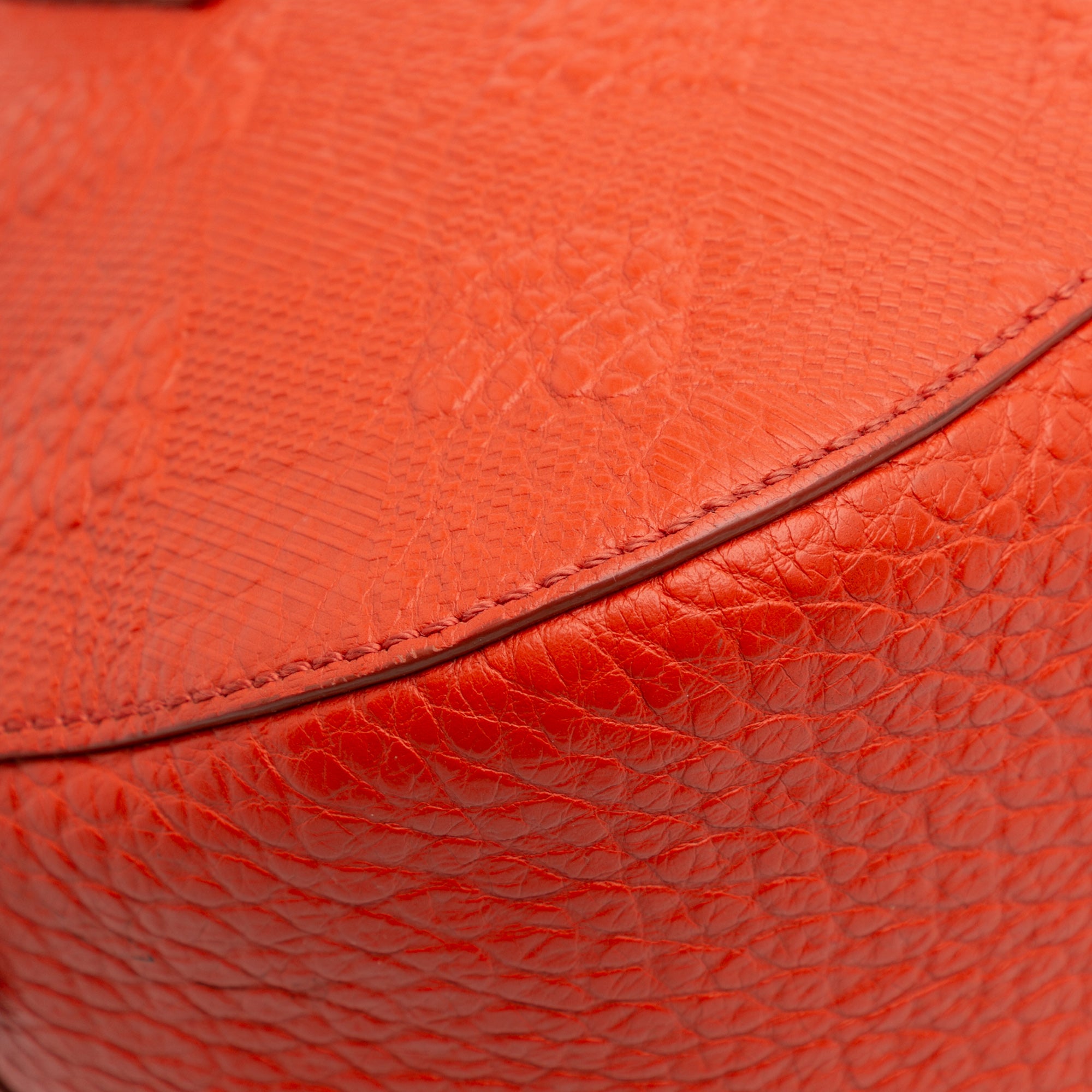 Small Heritage Grain Check Embossed Leather Orchard Bowling Bag