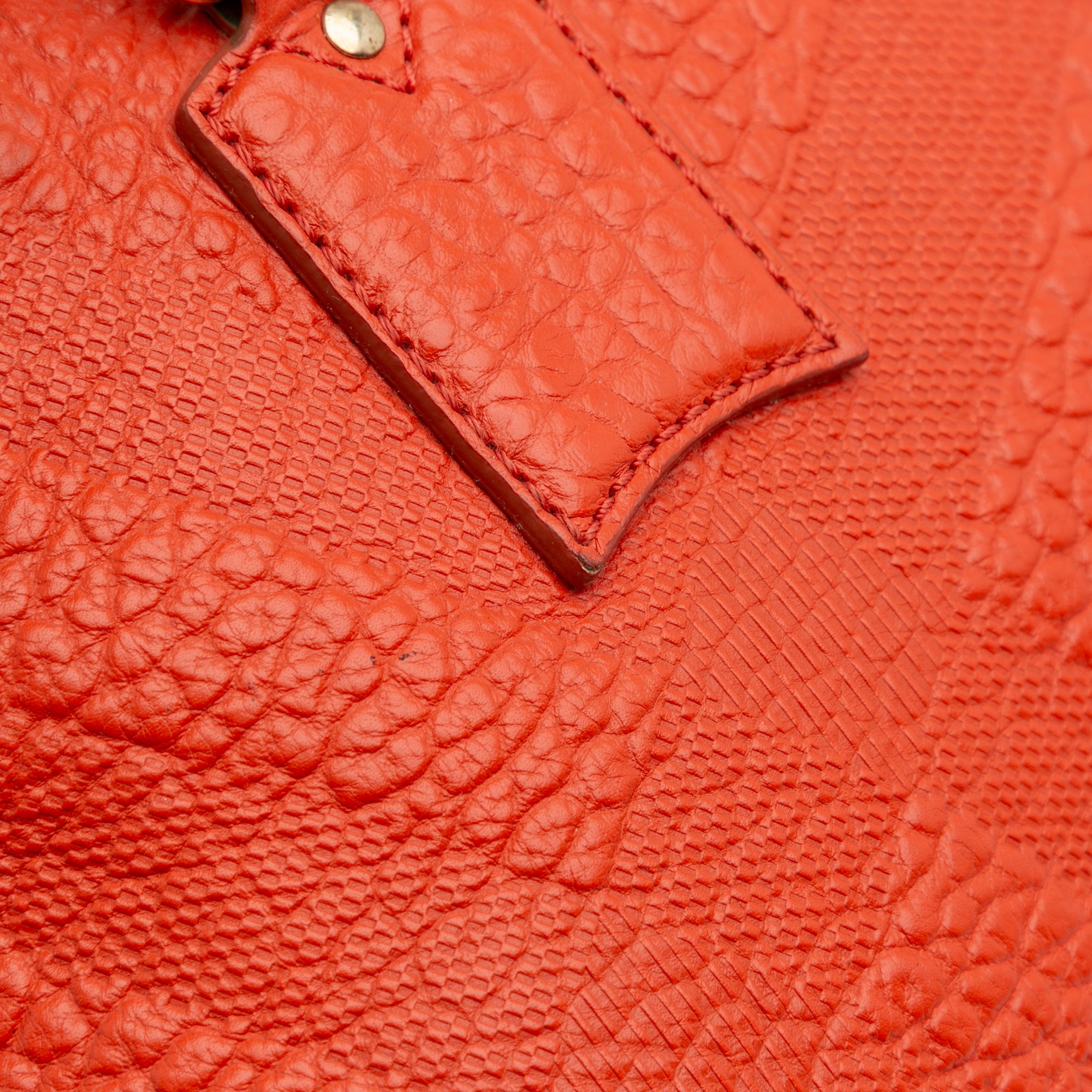 Small Heritage Grain Check Embossed Leather Orchard Bowling Bag