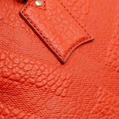 Small Heritage Grain Check Embossed Leather Orchard Bowling Bag