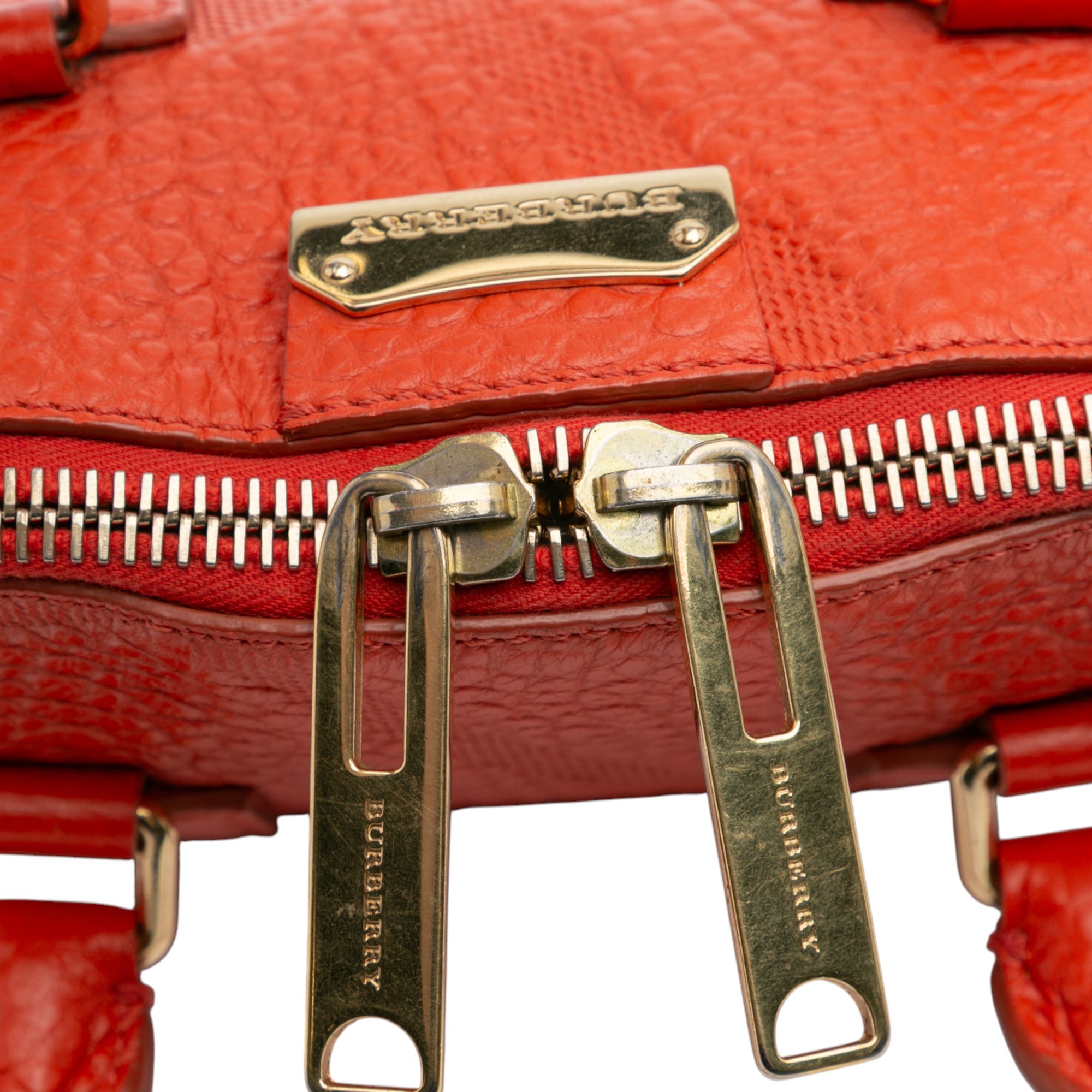 Small Heritage Grain Check Embossed Leather Orchard Bowling Bag