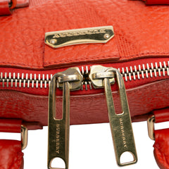 Small Heritage Grain Check Embossed Leather Orchard Bowling Bag