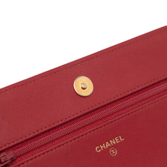 CC Quilted Velvet Wallet on Chain
