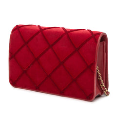 CC Quilted Velvet Wallet on Chain