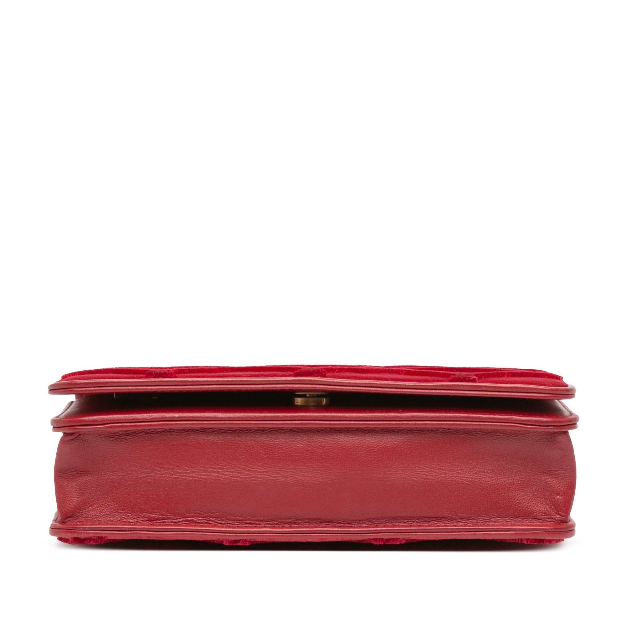 CC Quilted Velvet Wallet on Chain