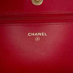 CC Quilted Velvet Wallet on Chain