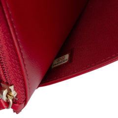 CC Quilted Velvet Wallet on Chain