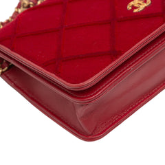 CC Quilted Velvet Wallet on Chain