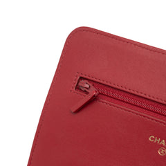 CC Quilted Velvet Wallet on Chain