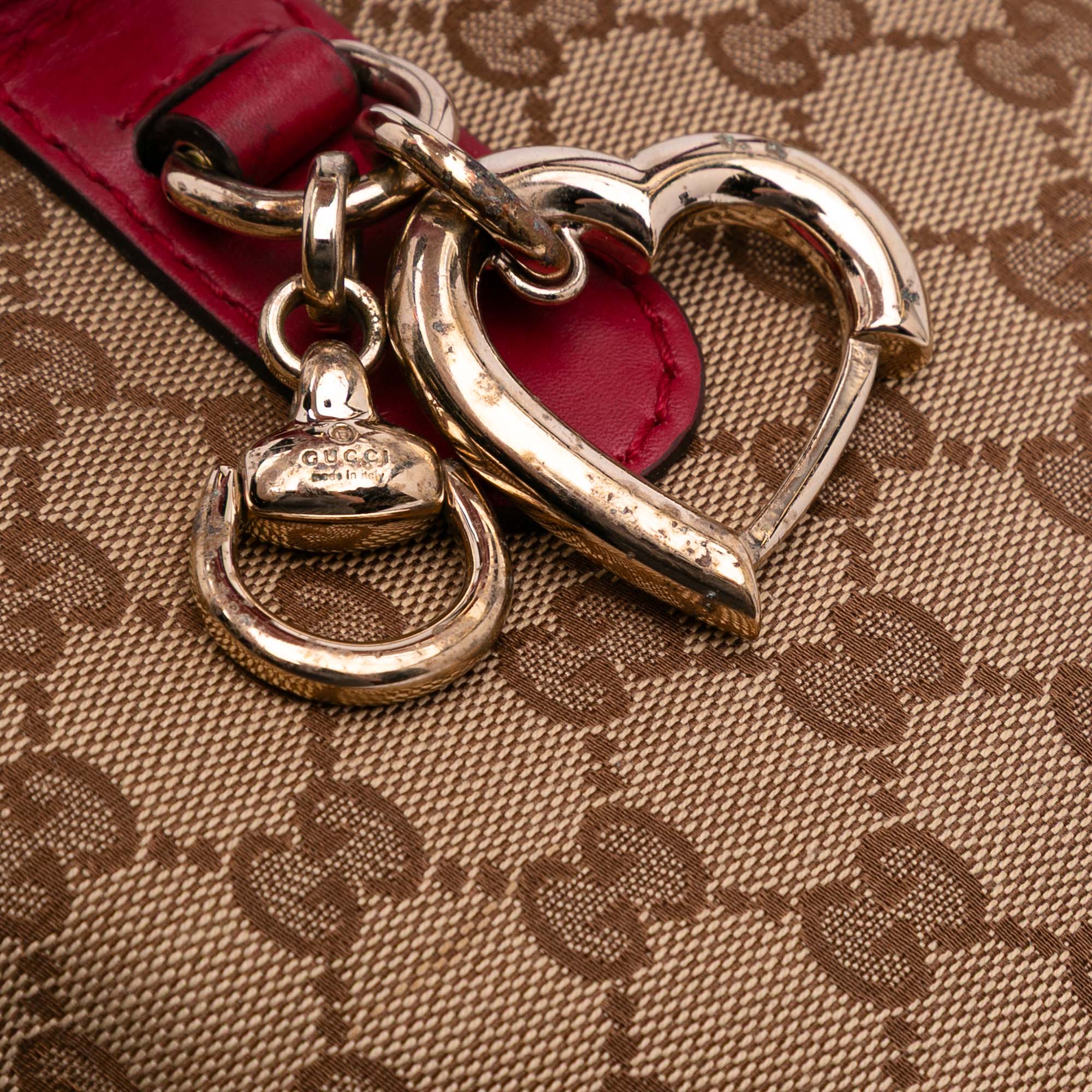 GG Canvas Heart Bit Satchel