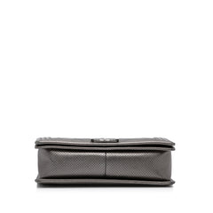 Medium Quilted Perforated Metallic Lambskin Boy Flap