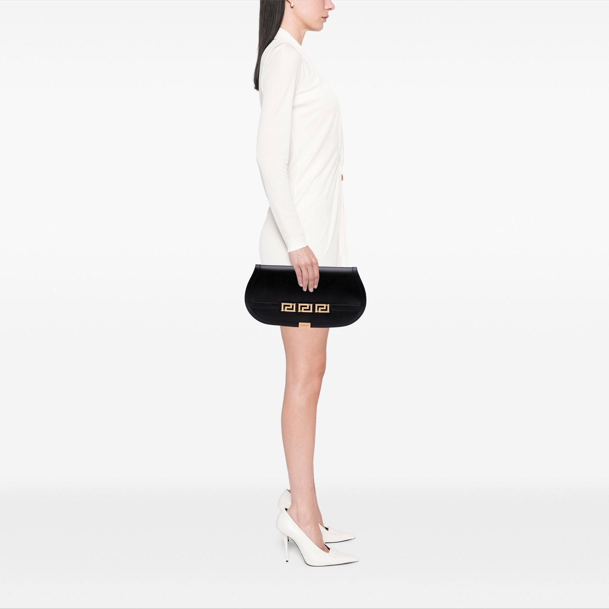 Leather Greca Goddess Clutch
