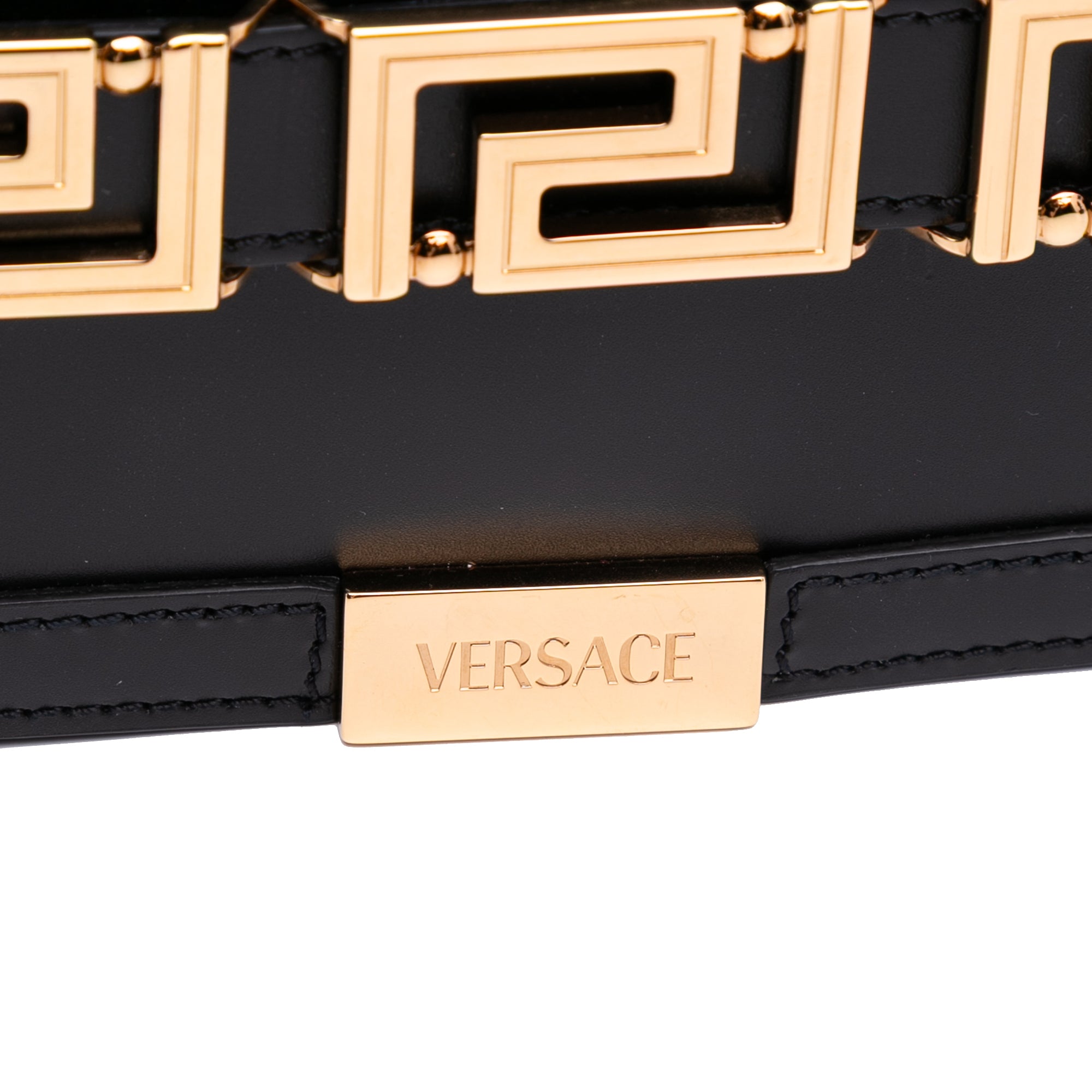 Leather Greca Goddess Clutch