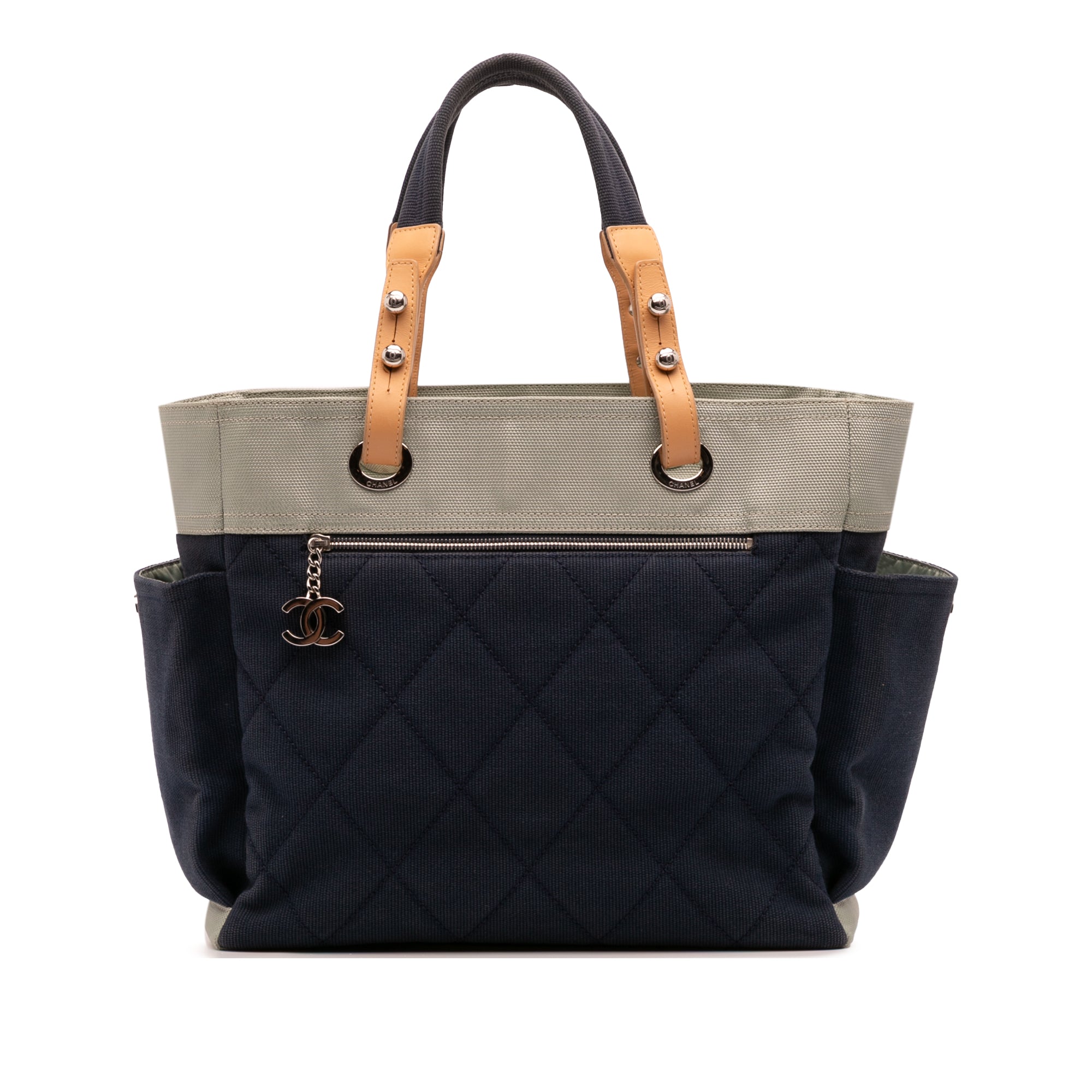 Large Bicolor Quilted Canvas Paris Biarritz Tote