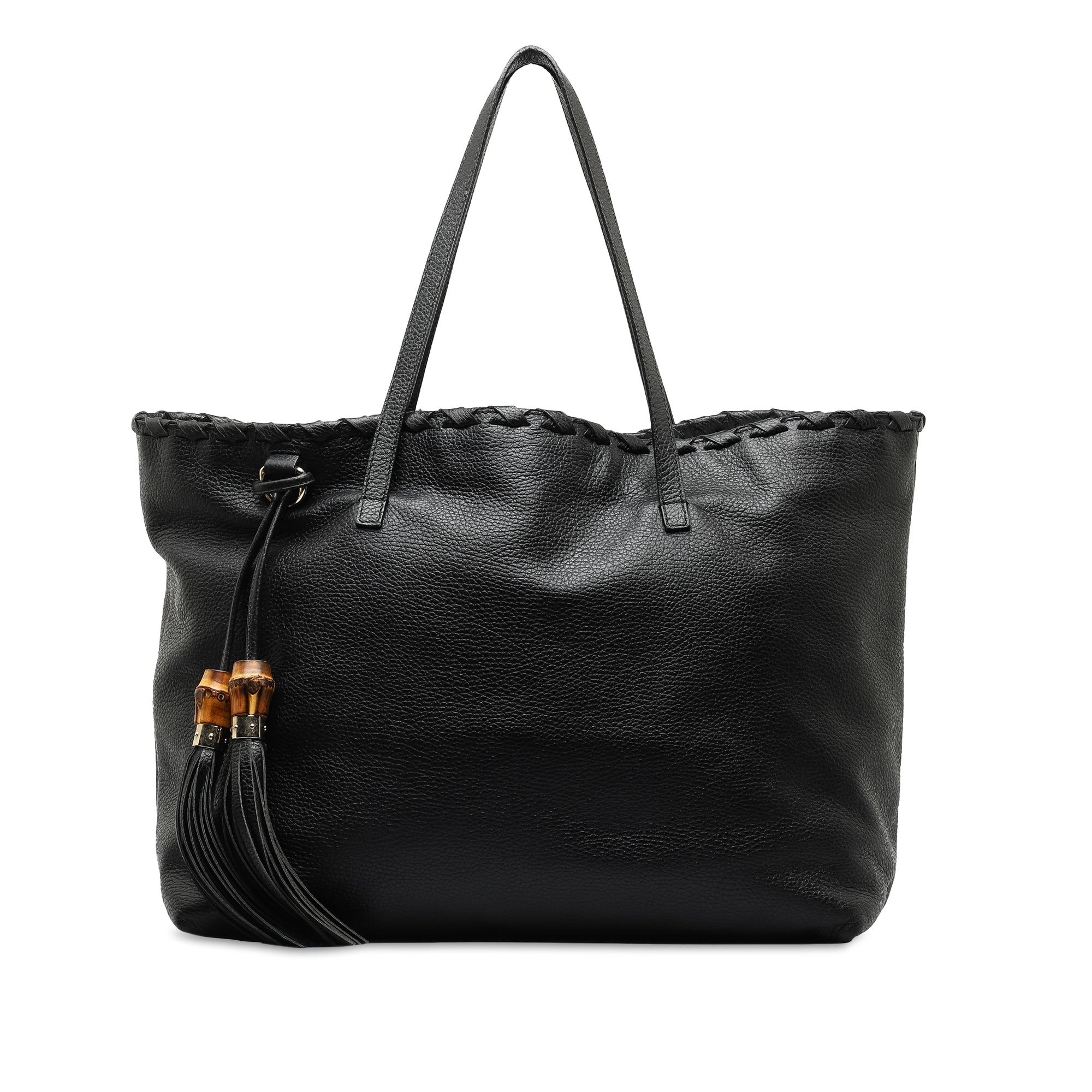 Leather Bamboo Tassel Tote_0