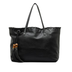 Leather Bamboo Tassel Tote_0