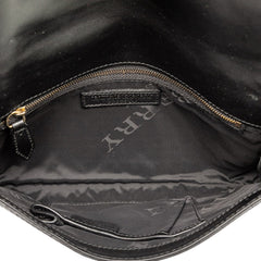 Herringbone Patent and Straw Shoulder Bag