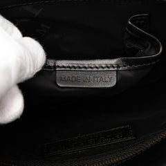 Herringbone Patent and Straw Shoulder Bag