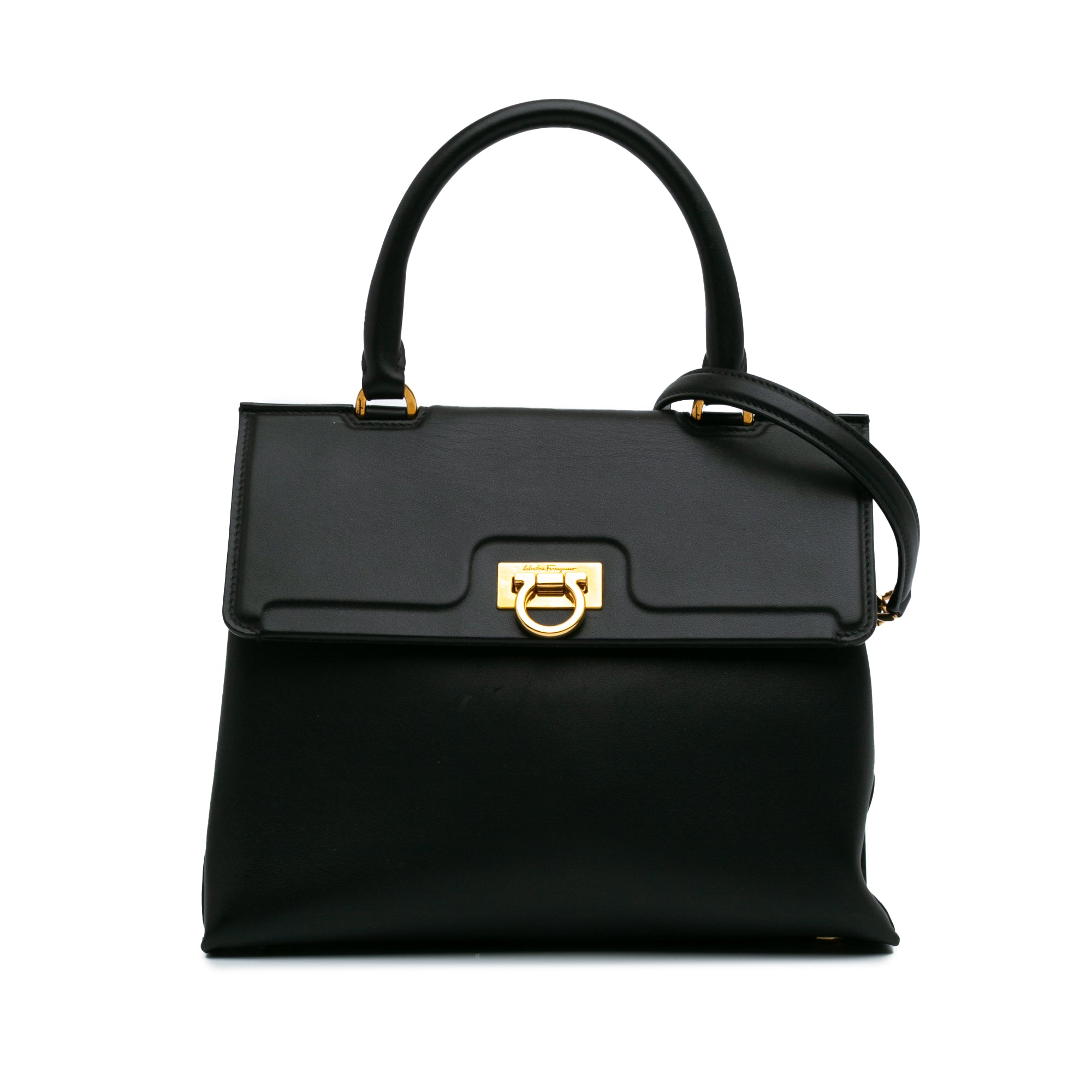 Leather Gancini Trifolio Satchel
