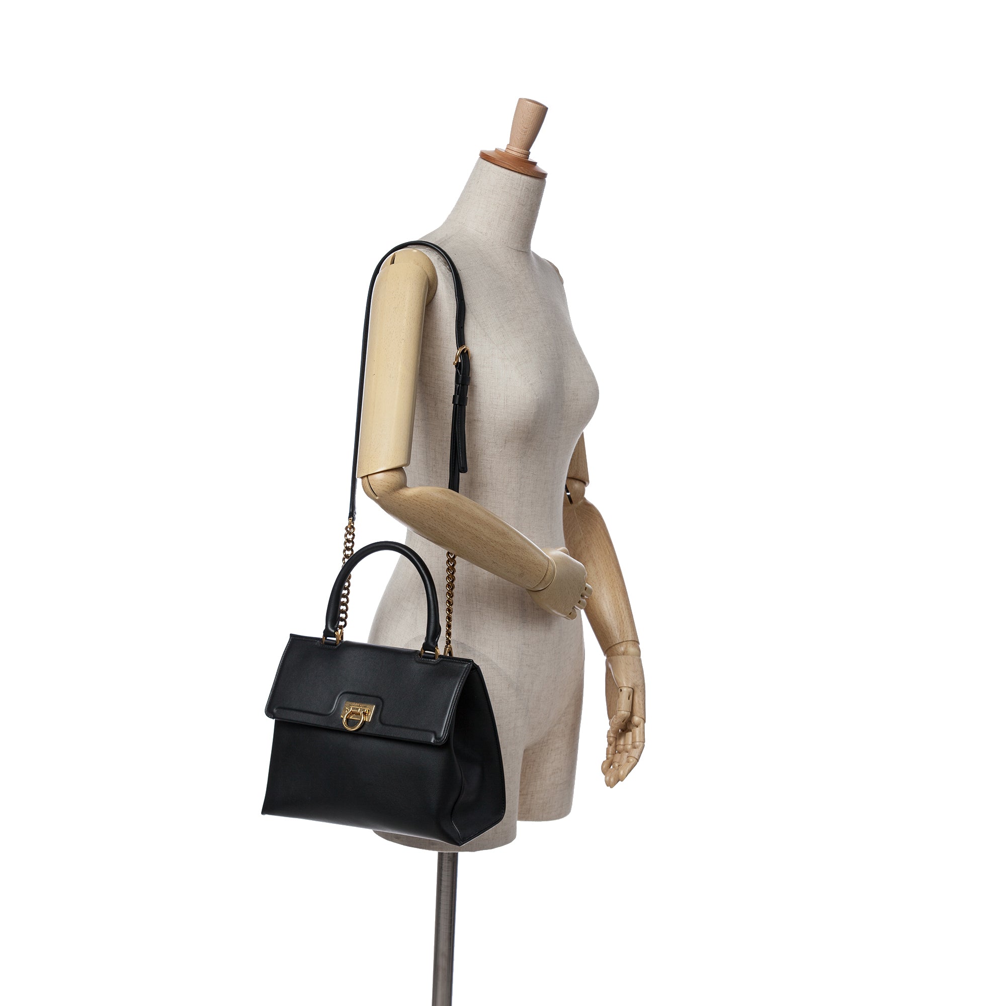 Leather Gancini Trifolio Satchel
