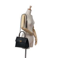 Leather Gancini Trifolio Satchel