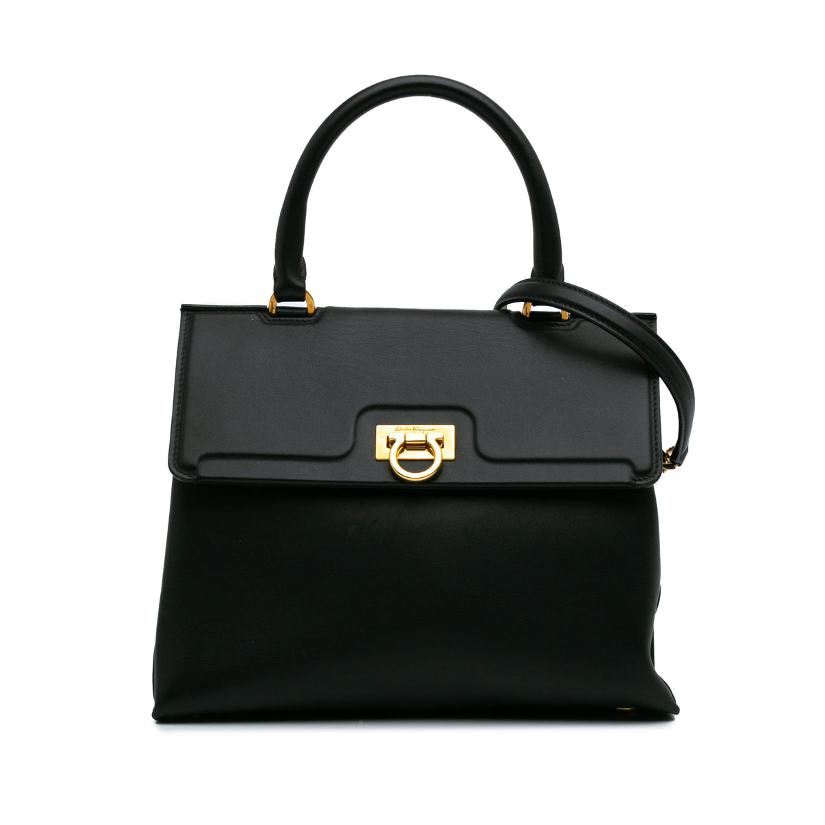 Leather Gancini Trifolio Satchel