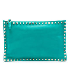 Leather Rockstud Clutch