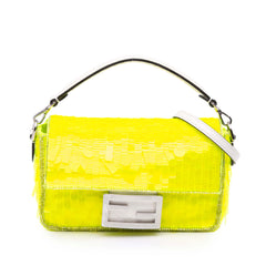 Mini Transparent Paillettes Elaphe Baguette Satchel