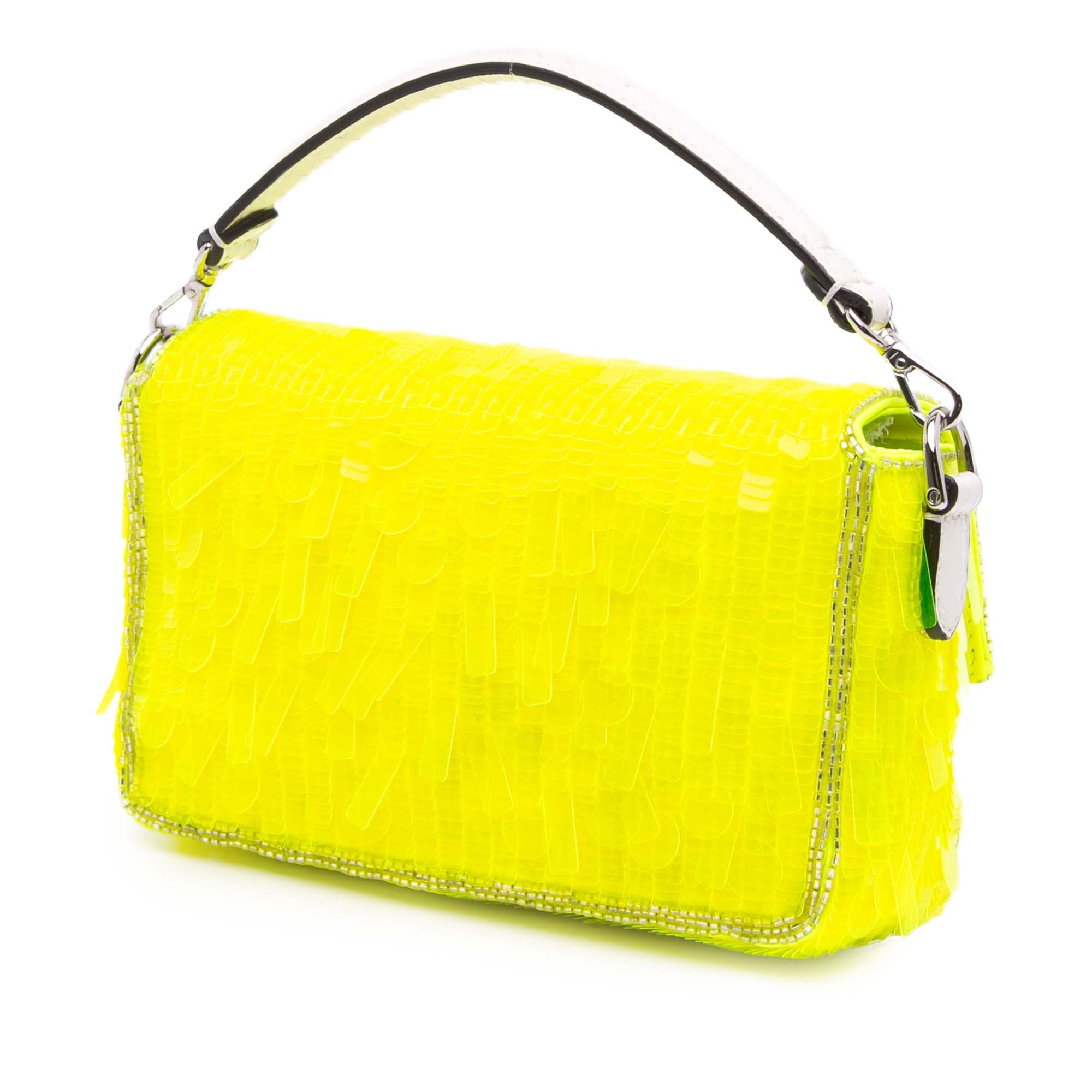 Mini Transparent Paillettes Elaphe Baguette Satchel