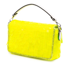 Mini Transparent Paillettes Elaphe Baguette Satchel