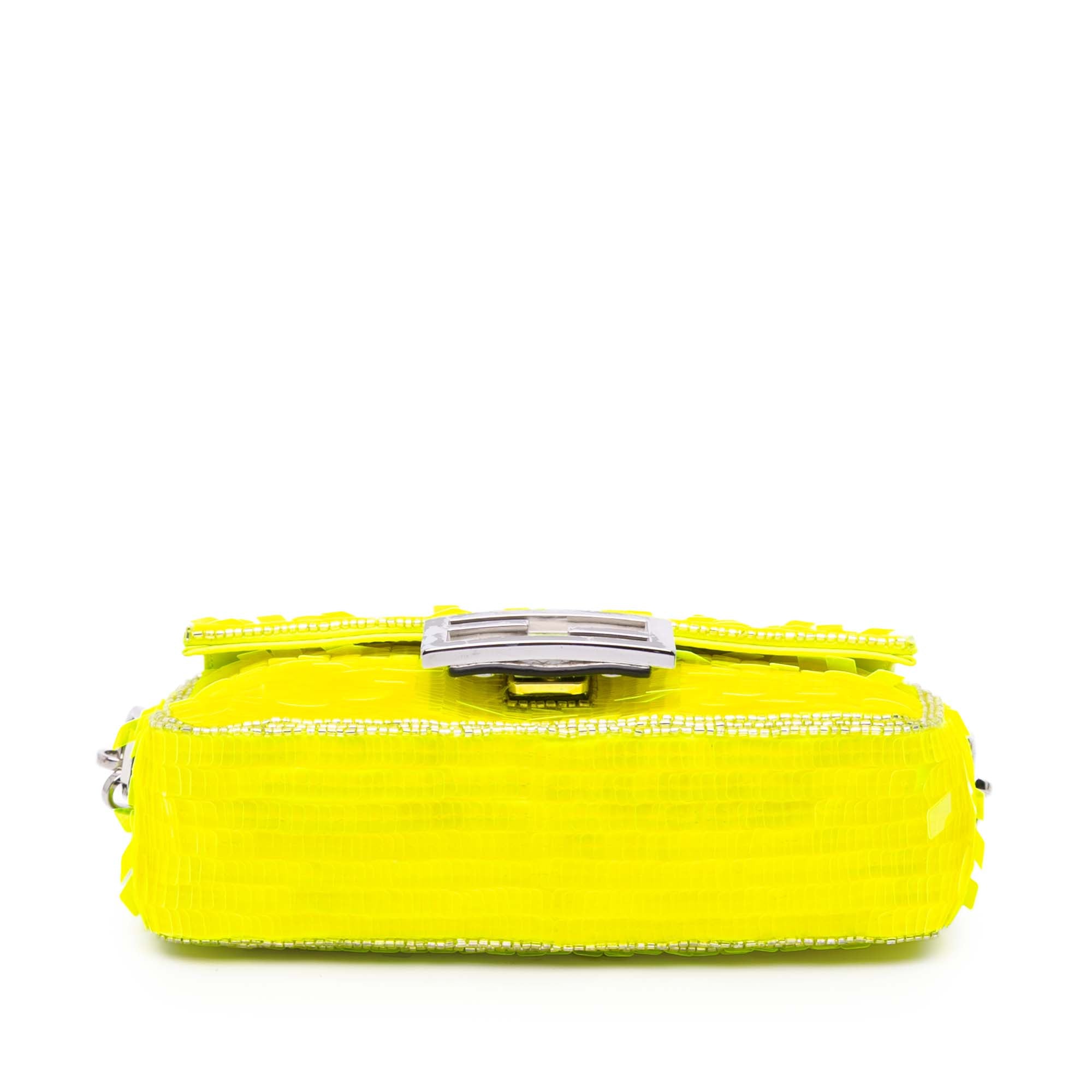 Mini Transparent Paillettes Elaphe Baguette Satchel