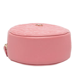 CC Embossed Caviar Camellia Round Clutch With Chain