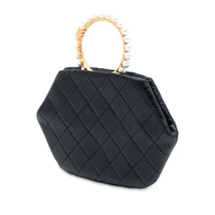 Quilted Lambskin Pearl Crown Handle Clutch