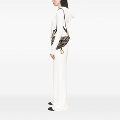 Oblique Embroidered Canvas Saddle Bag