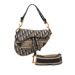 Oblique Embroidered Canvas Saddle Bag