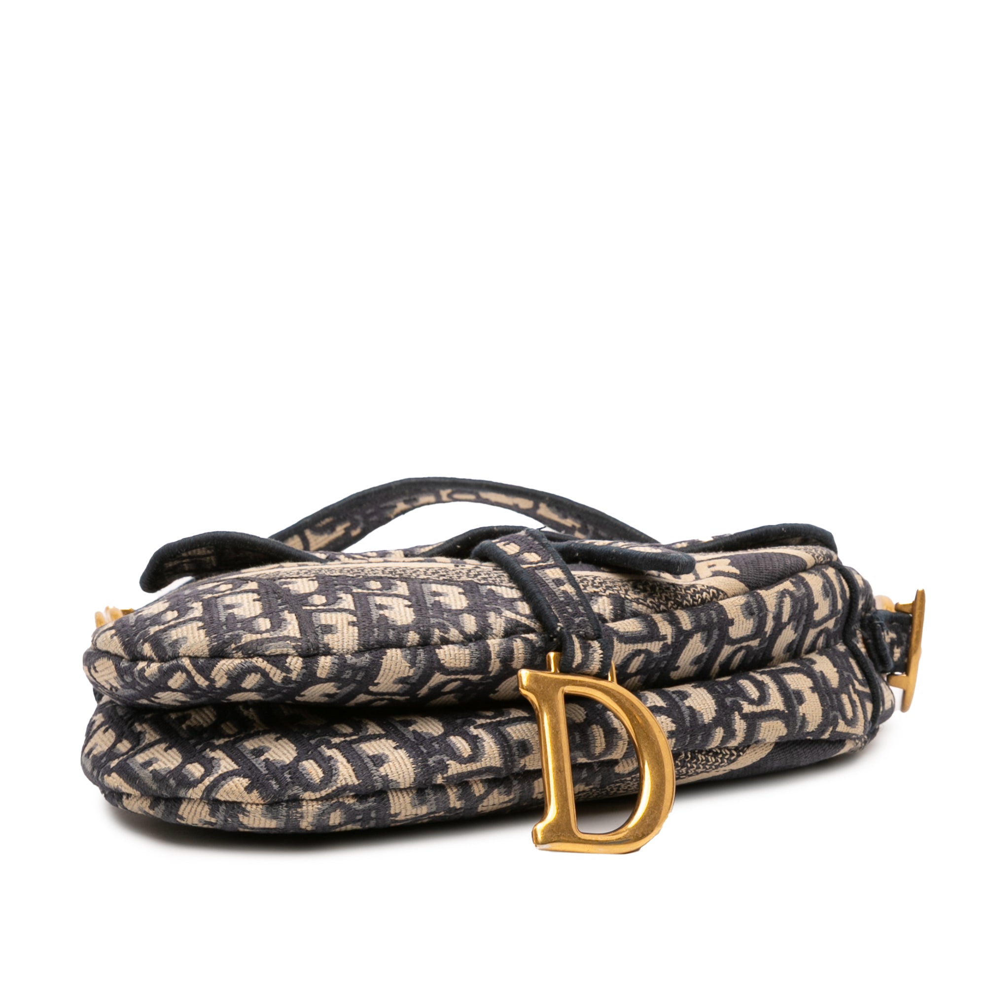 Oblique Embroidered Canvas Saddle Bag