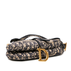 Oblique Embroidered Canvas Saddle Bag