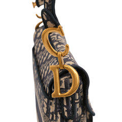 Oblique Embroidered Canvas Saddle Bag