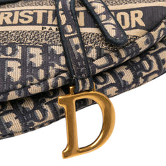 Oblique Embroidered Canvas Saddle Bag