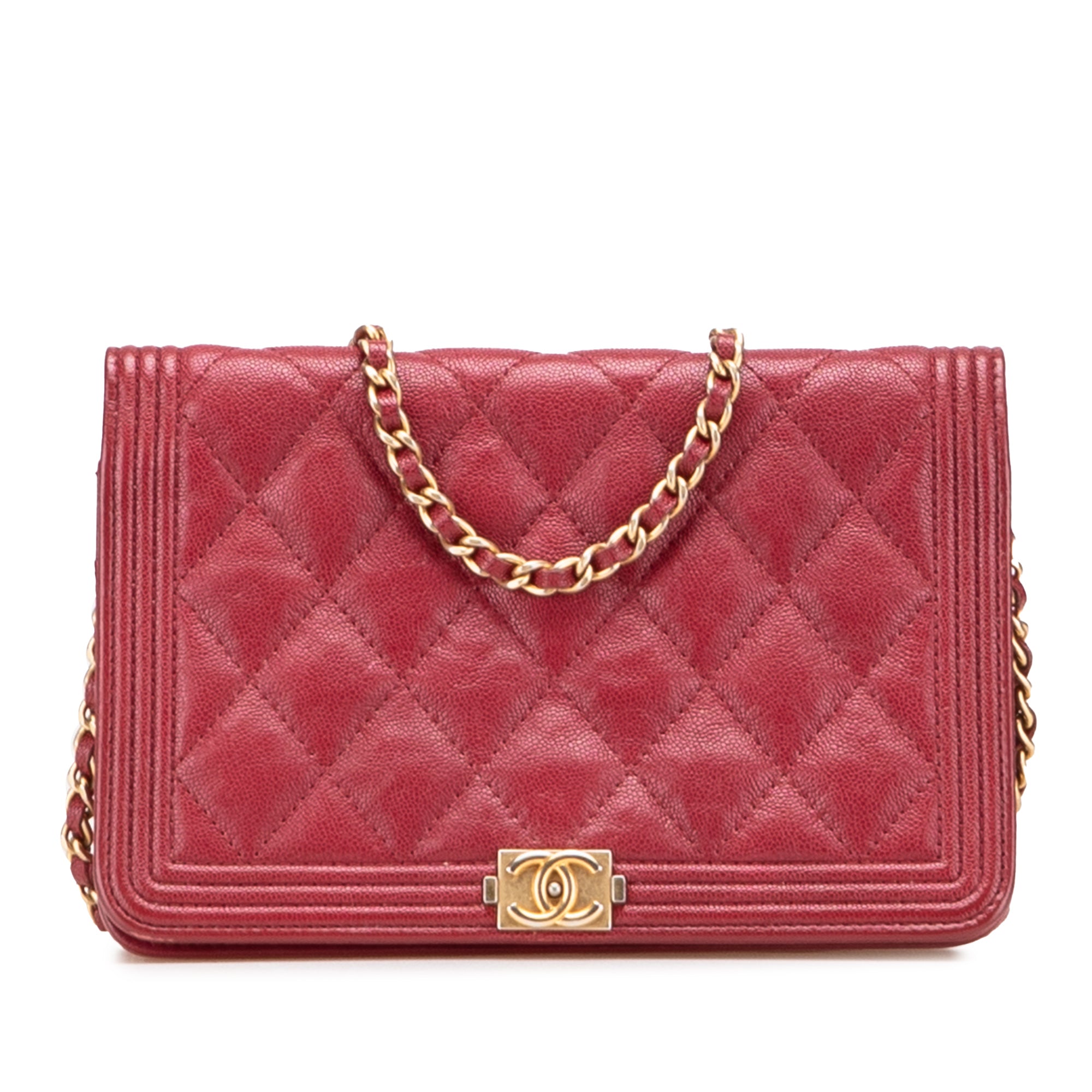 Quilted Caviar Boy Wallet on Chain