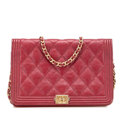 Quilted Caviar Boy Wallet on Chain