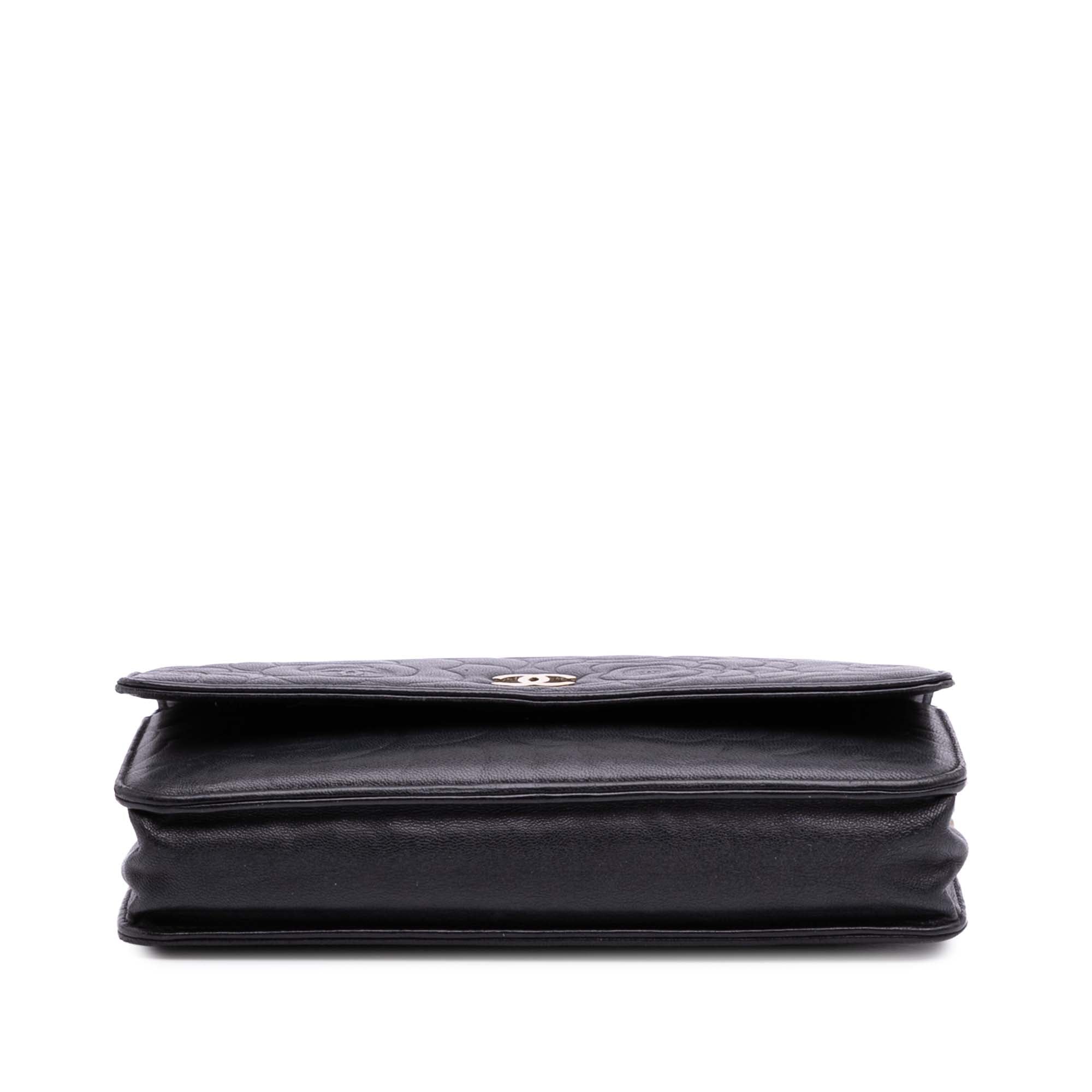 Lambskin Camellia Embossed Wallet On Chain