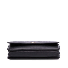 Lambskin Camellia Embossed Wallet On Chain