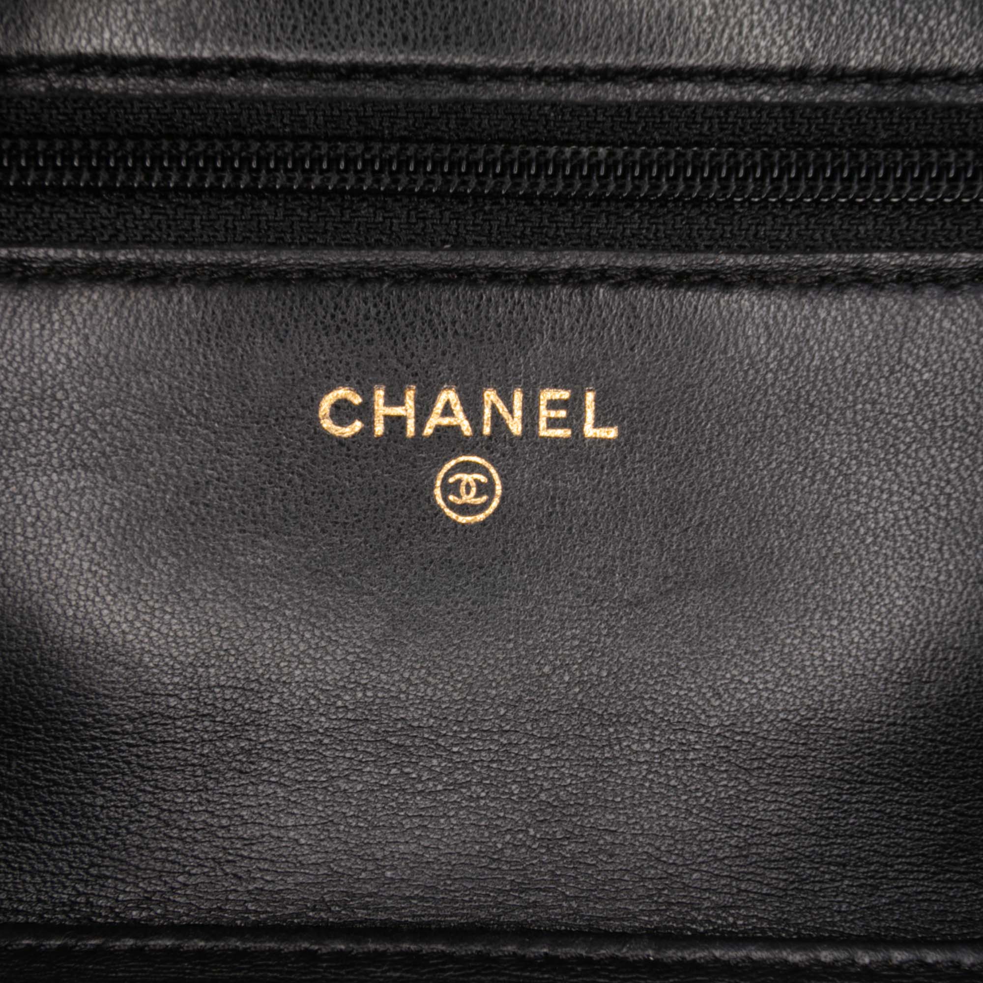 Lambskin Camellia Embossed Wallet On Chain