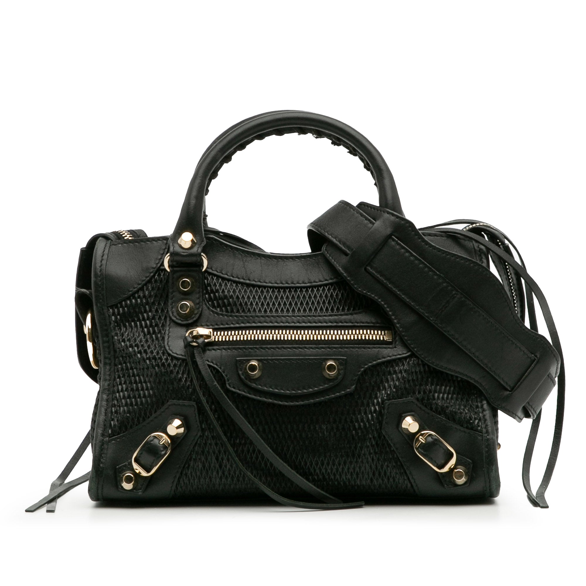 Mini Embossed Calfskin Motocross Classic City Satchel