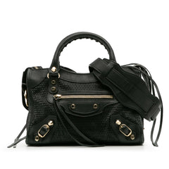 Mini Embossed Calfskin Motocross Classic City Satchel