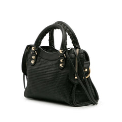 Mini Embossed Calfskin Motocross Classic City Satchel