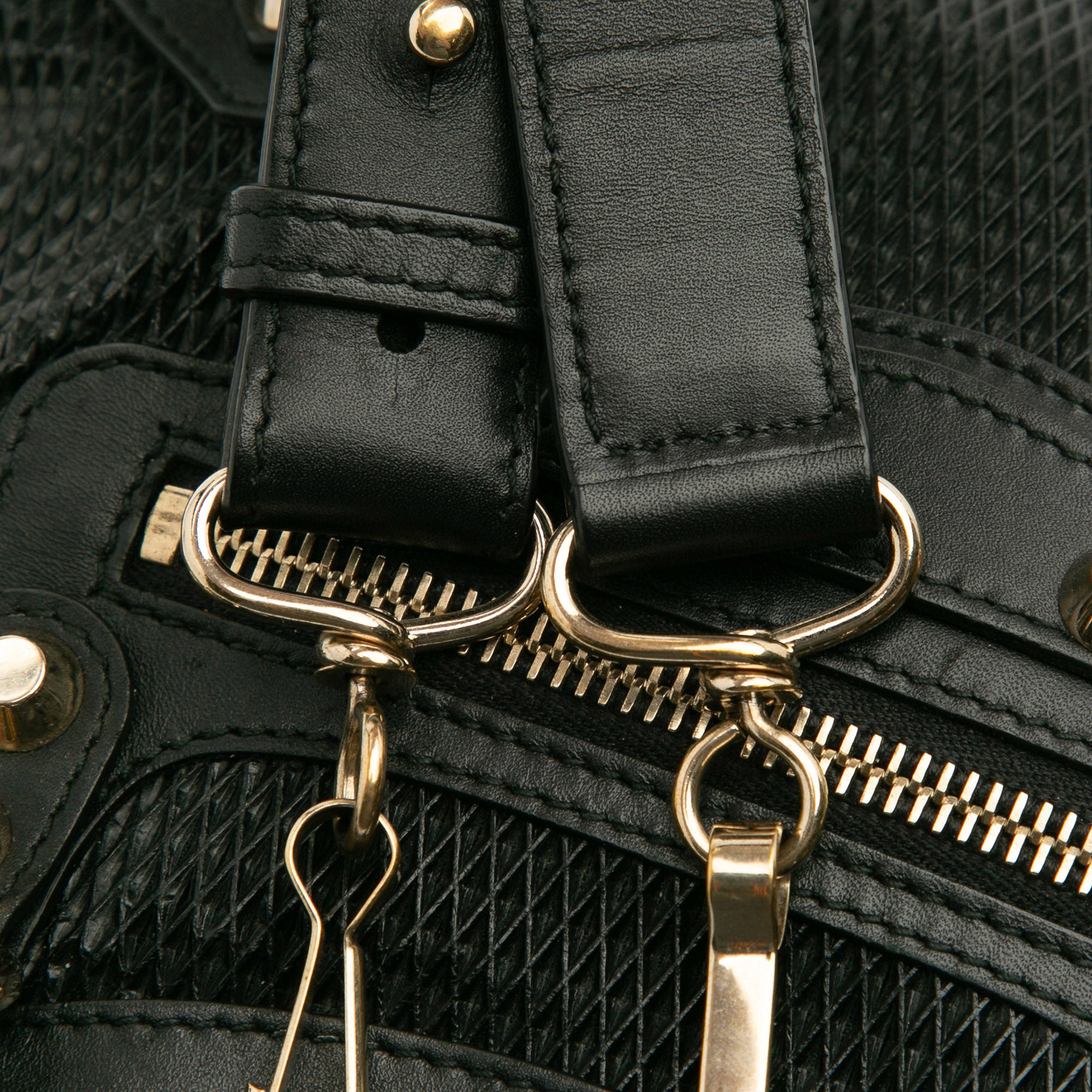 Mini Embossed Calfskin Motocross Classic City Satchel