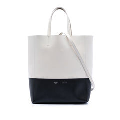 Small Bicolor Grained Calfskin Vertical Cabas Tote