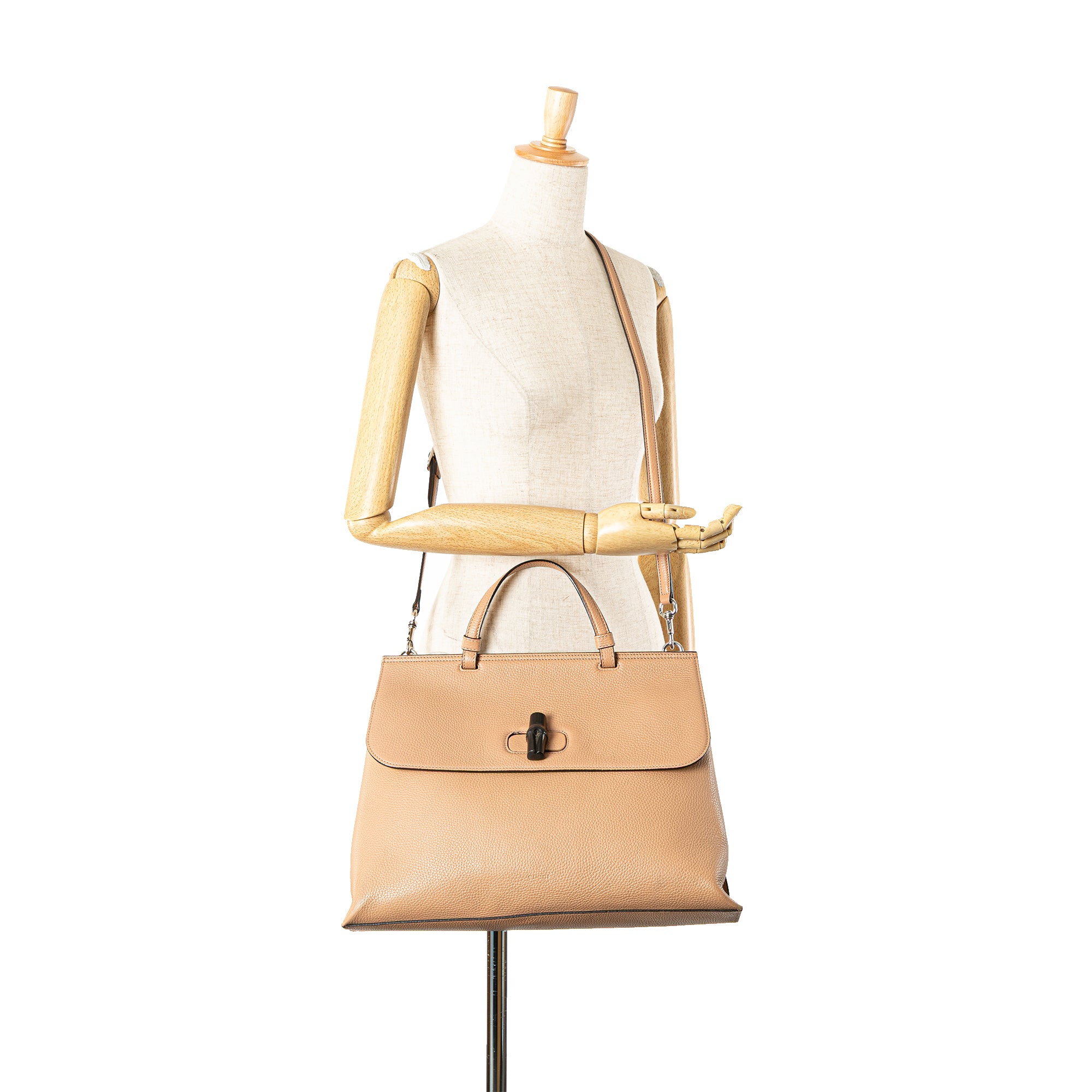Large Leather Bamboo Daily Satchel